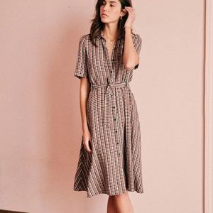 Sezane Checkered Dress - Red and White